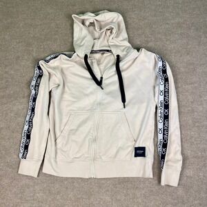 Calvin Klein‎ Women's XS Performance Full Zip Hoodie White Athleisure Logo Trim